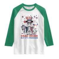 Funny Skeleton Dead Inside But Its Freedom Raglan Shirt Patriotic Gift