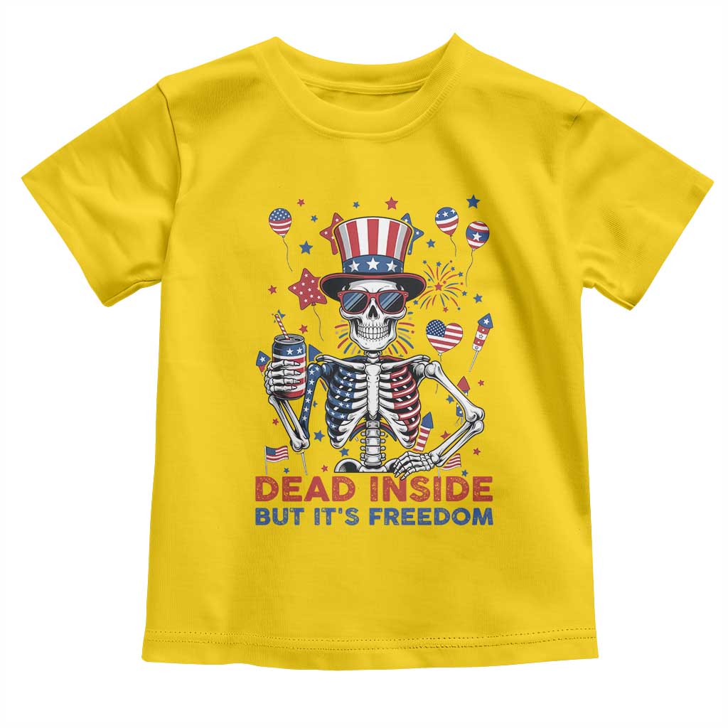 Funny Skeleton Dead Inside But Its Freedom Toddler T Shirt Patriotic Gift