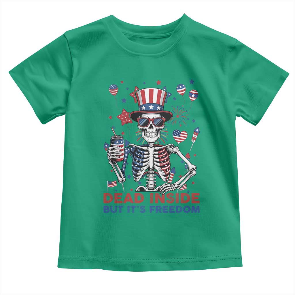 Funny Skeleton Dead Inside But Its Freedom Toddler T Shirt Patriotic Gift