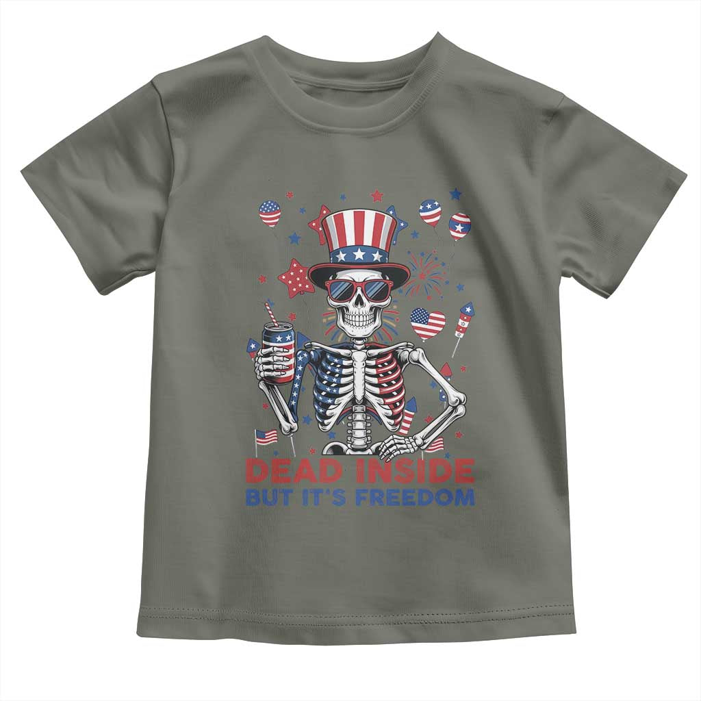 Funny Skeleton Dead Inside But Its Freedom Toddler T Shirt Patriotic Gift