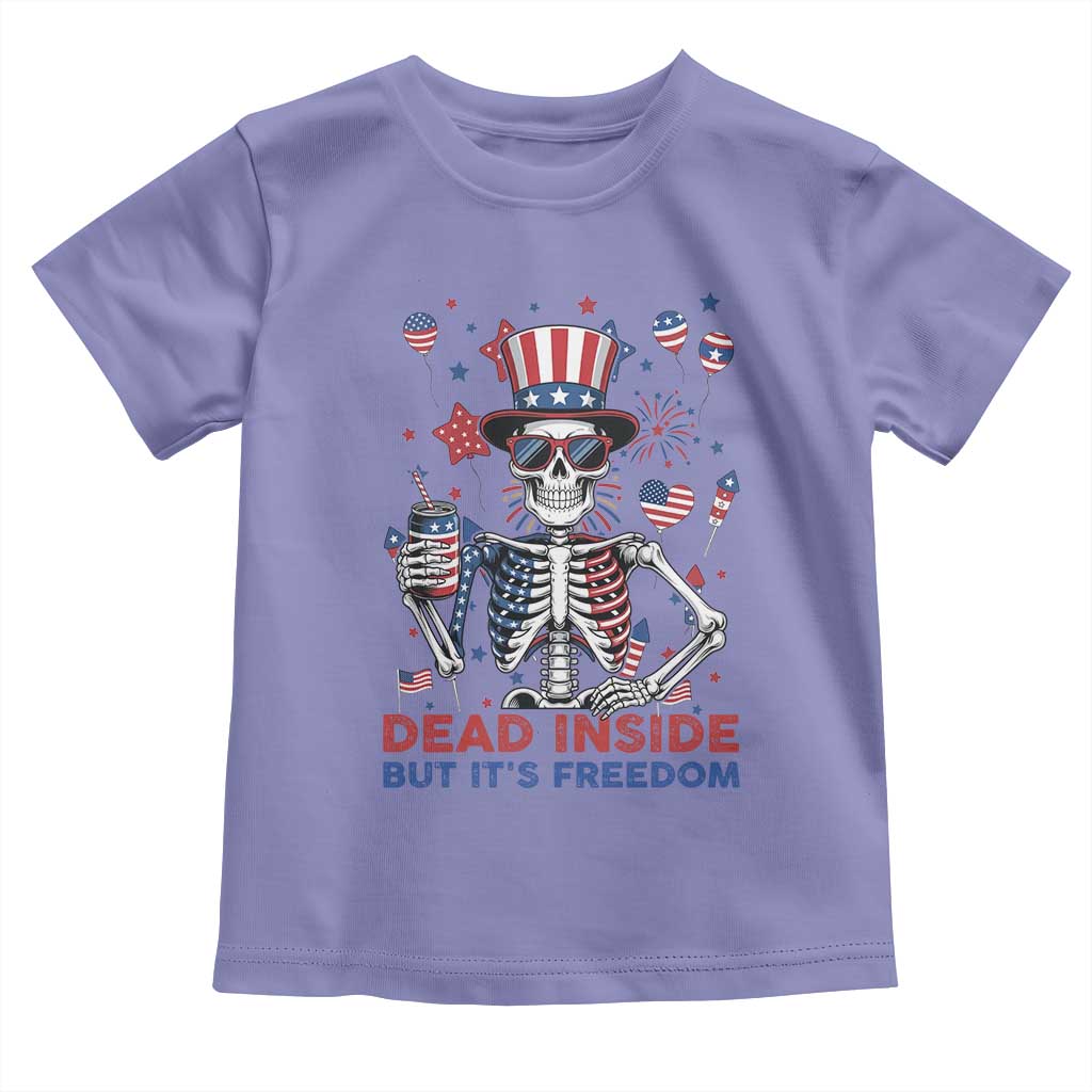 Funny Skeleton Dead Inside But Its Freedom Toddler T Shirt Patriotic Gift
