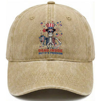 Funny Skeleton Dead Inside But Its Freedom Washed Cotton Baseball Cap Patriotic Gift