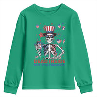 Funny Skeleton Dead Inside But Its Freedom Youth Sweatshirt Patriotic Gift
