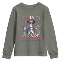 Funny Skeleton Dead Inside But Its Freedom Youth Sweatshirt Patriotic Gift