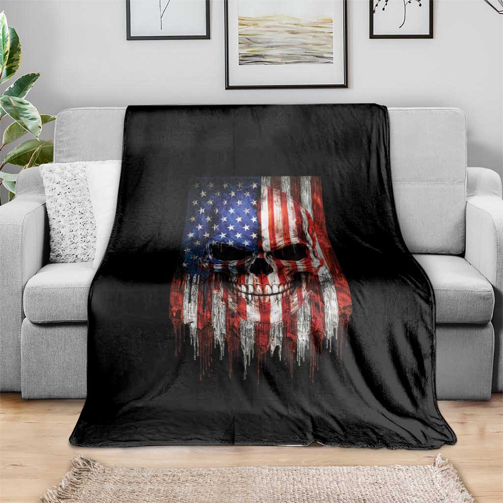 Patriotic Skull American Flag USA Pride Throw Blanket