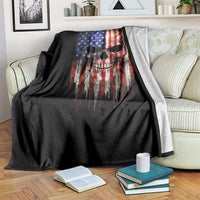 Patriotic Skull American Flag USA Pride Throw Blanket