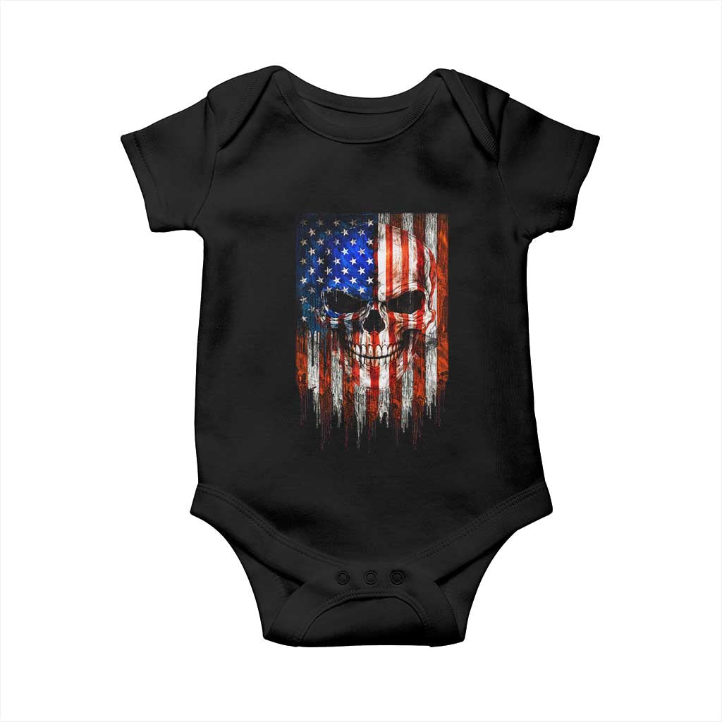 Patriotic Skull American Flag USA Pride Baby Onesie