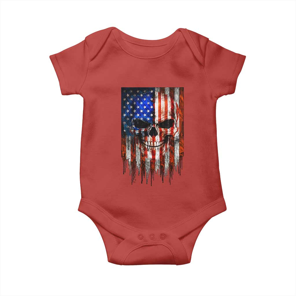 Patriotic Skull American Flag USA Pride Baby Onesie
