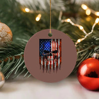 Patriotic Skull American Flag USA Pride Ceramic Ornament