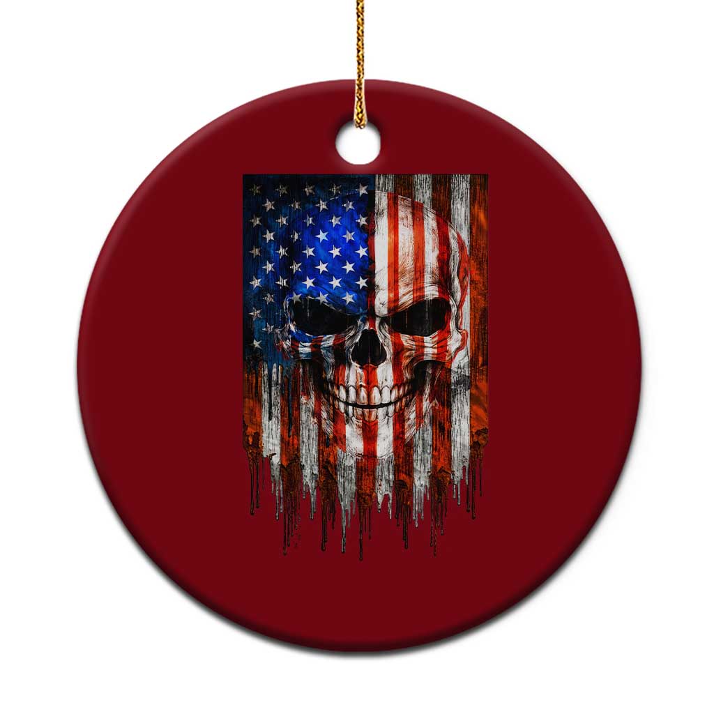 Patriotic Skull American Flag USA Pride Ceramic Ornament