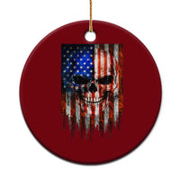 Patriotic Skull American Flag USA Pride Ceramic Ornament