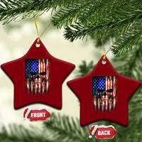 Patriotic Skull American Flag USA Pride Ceramic Ornament