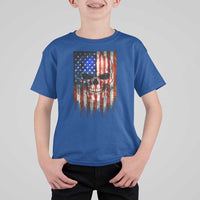 Patriotic Skull American Flag USA Pride T Shirt For Kid