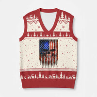 Patriotic Skull American Flag USA Pride V-Neck Knit Sweater Vest