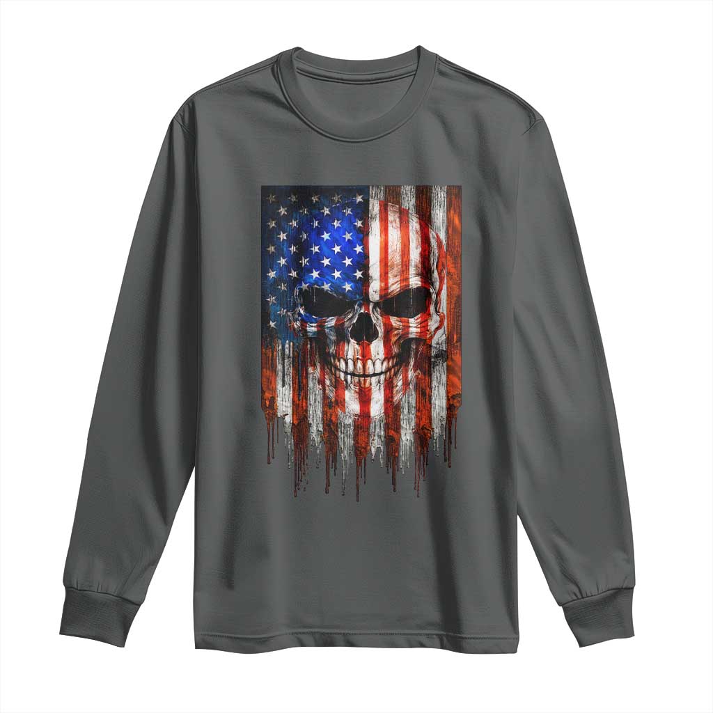 Patriotic Skull American Flag USA Pride Long Sleeve Shirt