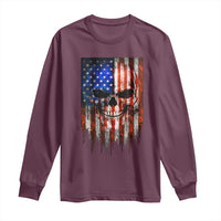 Patriotic Skull American Flag USA Pride Long Sleeve Shirt