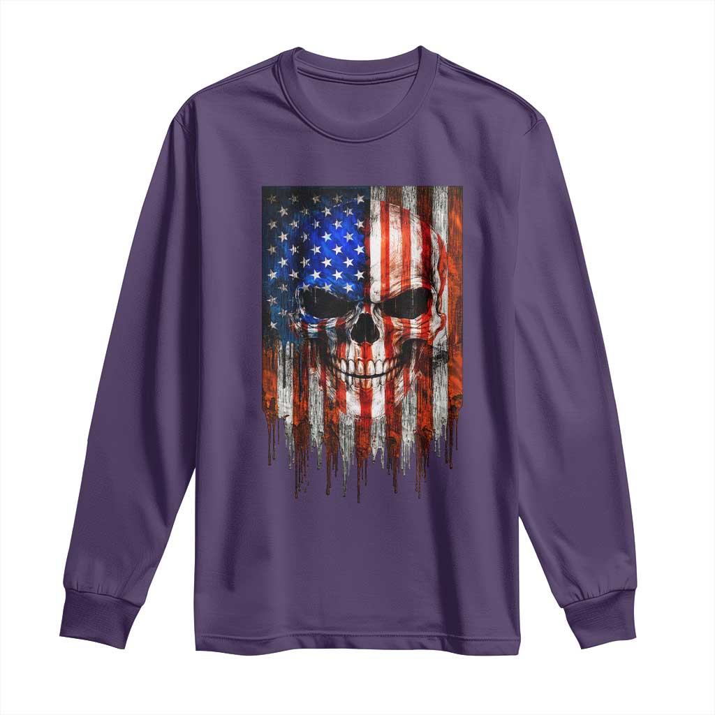 Patriotic Skull American Flag USA Pride Long Sleeve Shirt