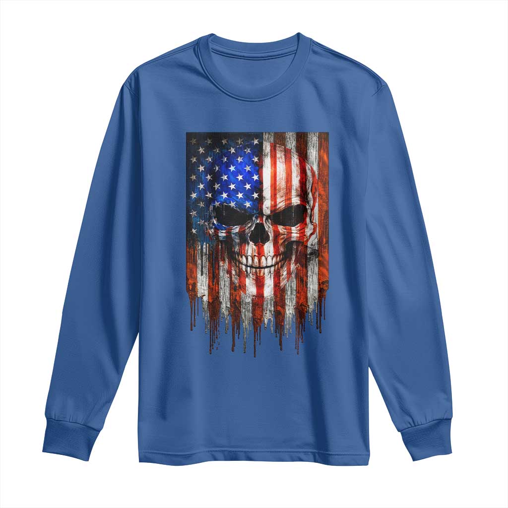 Patriotic Skull American Flag USA Pride Long Sleeve Shirt