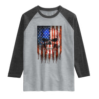 Patriotic Skull American Flag USA Pride Raglan Shirt