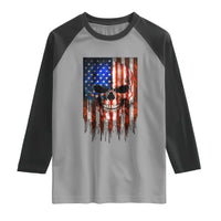 Patriotic Skull American Flag USA Pride Raglan Shirt