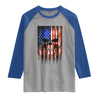 Patriotic Skull American Flag USA Pride Raglan Shirt