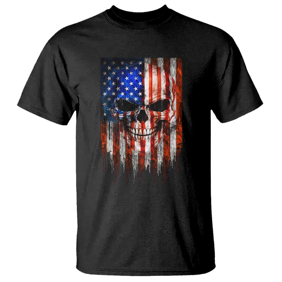 Patriotic Skull American Flag USA Pride T Shirt