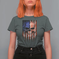Patriotic Skull American Flag USA Pride T Shirt For Women