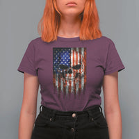 Patriotic Skull American Flag USA Pride T Shirt For Women