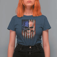 Patriotic Skull American Flag USA Pride T Shirt For Women