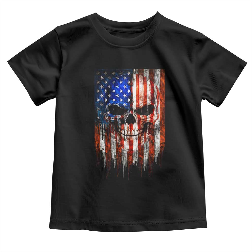 Patriotic Skull American Flag USA Pride Toddler T Shirt