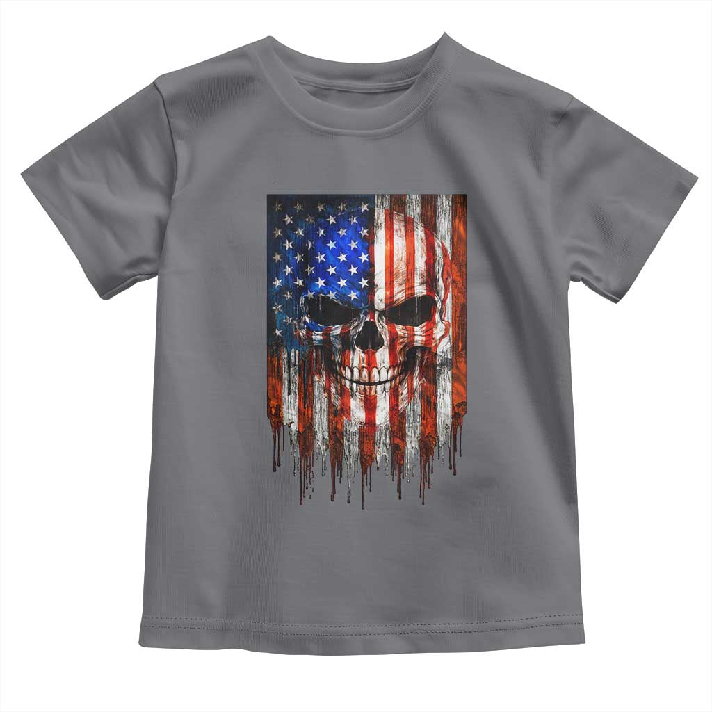 Patriotic Skull American Flag USA Pride Toddler T Shirt