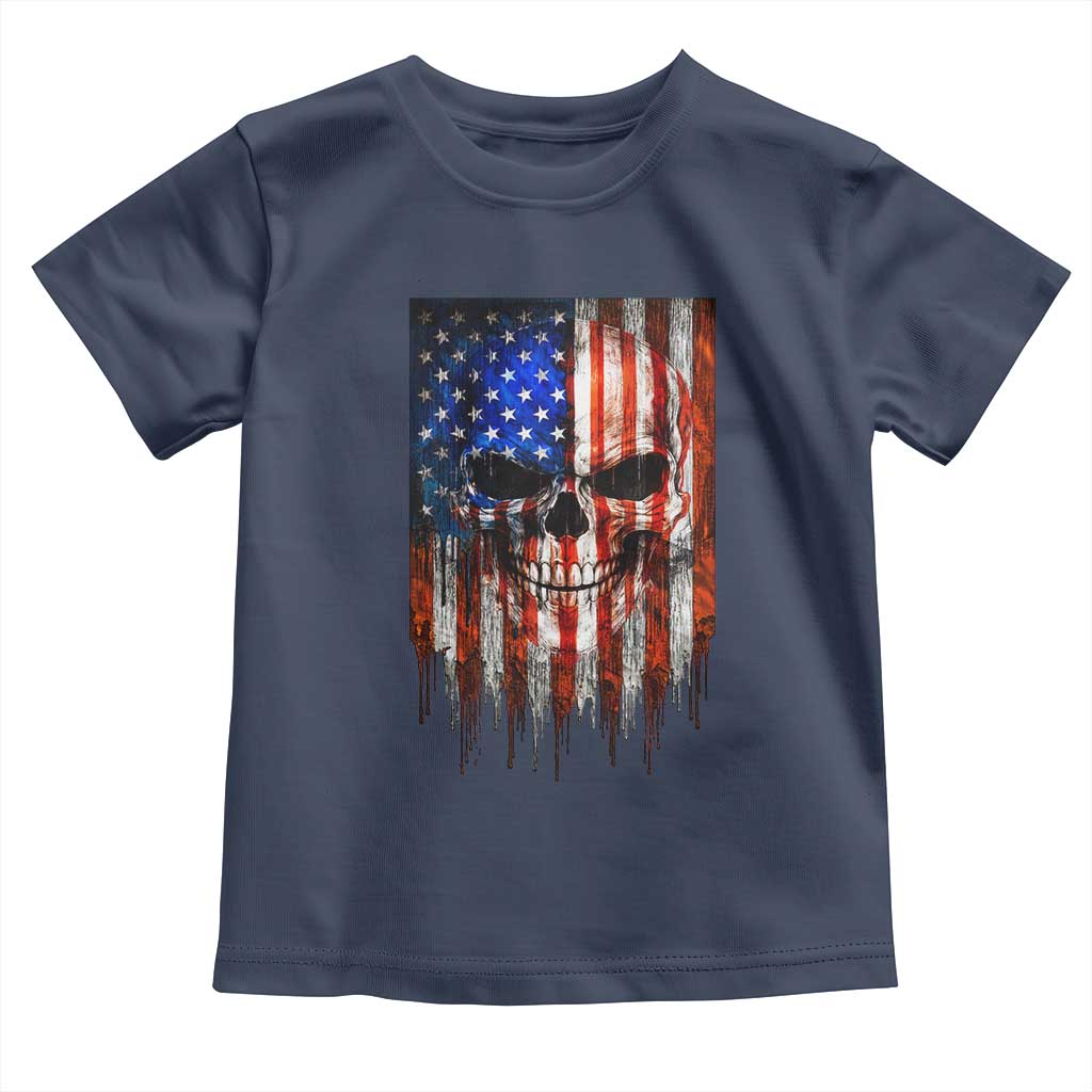 Patriotic Skull American Flag USA Pride Toddler T Shirt