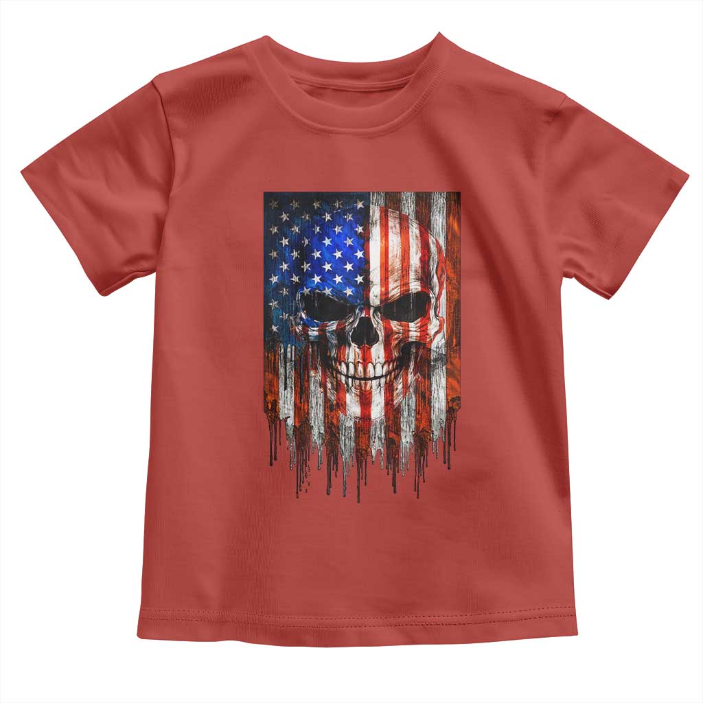 Patriotic Skull American Flag USA Pride Toddler T Shirt