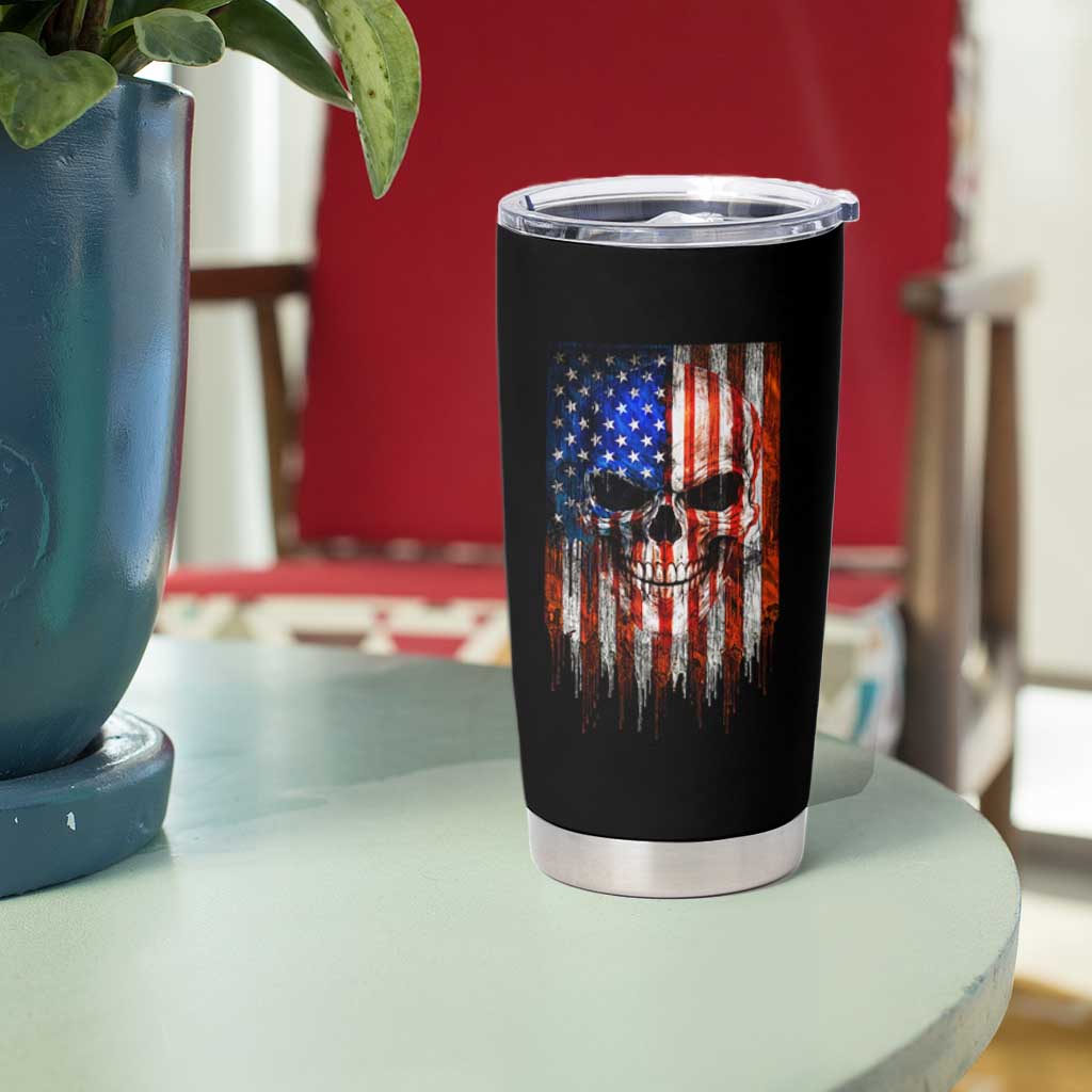 Patriotic Skull American Flag USA Pride Tumbler Cup