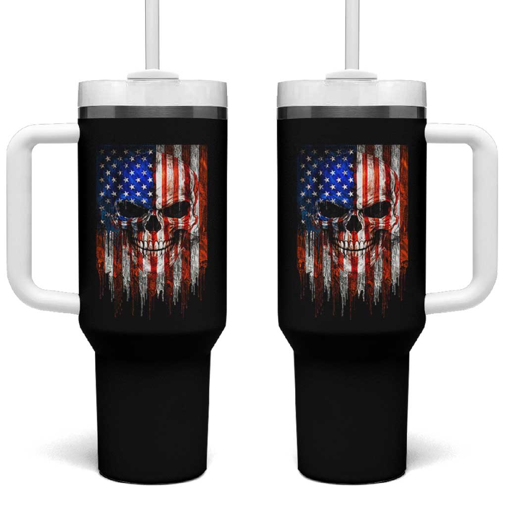 Patriotic Skull American Flag USA Pride Tumbler With Handle