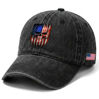 Patriotic Skull American Flag USA Pride Washed Cotton Baseball Cap