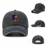Patriotic Skull American Flag USA Pride Washed Cotton Baseball Cap