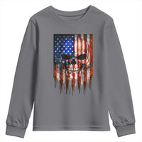 Patriotic Skull American Flag USA Pride Youth Sweatshirt