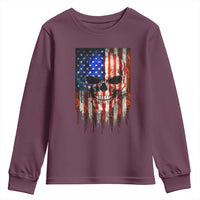 Patriotic Skull American Flag USA Pride Youth Sweatshirt