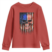 Patriotic Skull American Flag USA Pride Youth Sweatshirt