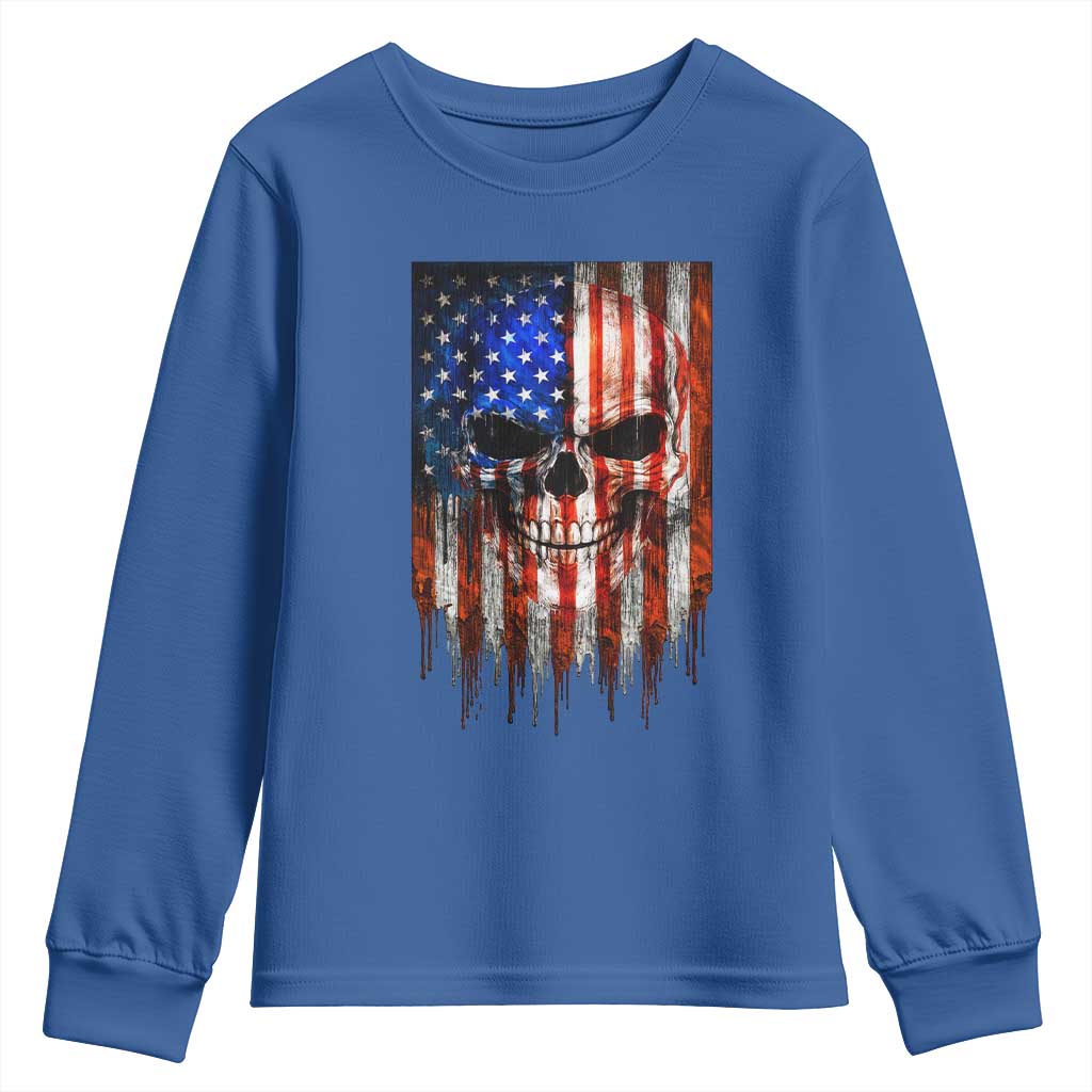 Patriotic Skull American Flag USA Pride Youth Sweatshirt