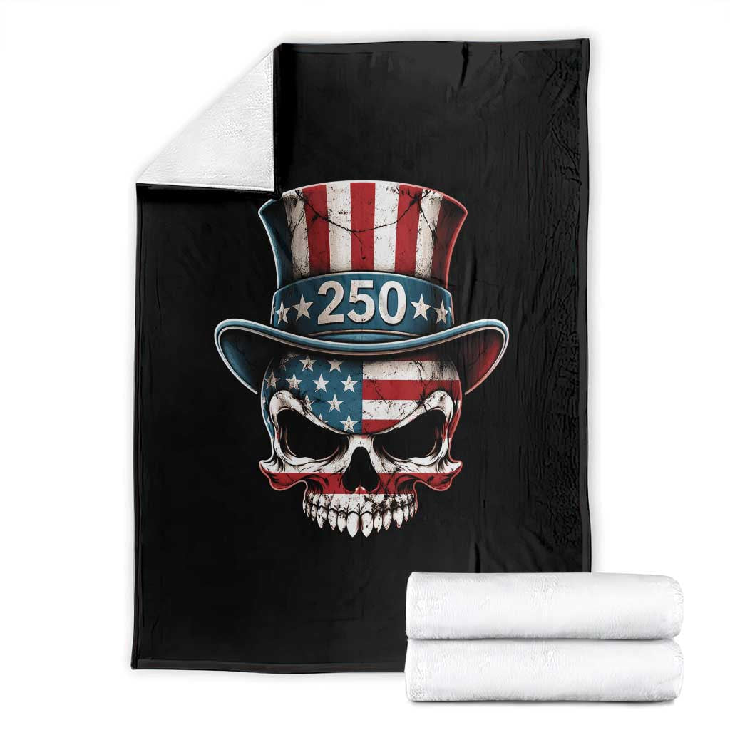 American Flag Skull Patriotic Pride Throw Blanket USA 250 Anniversary