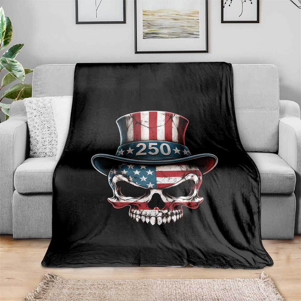 American Flag Skull Patriotic Pride Throw Blanket USA 250 Anniversary