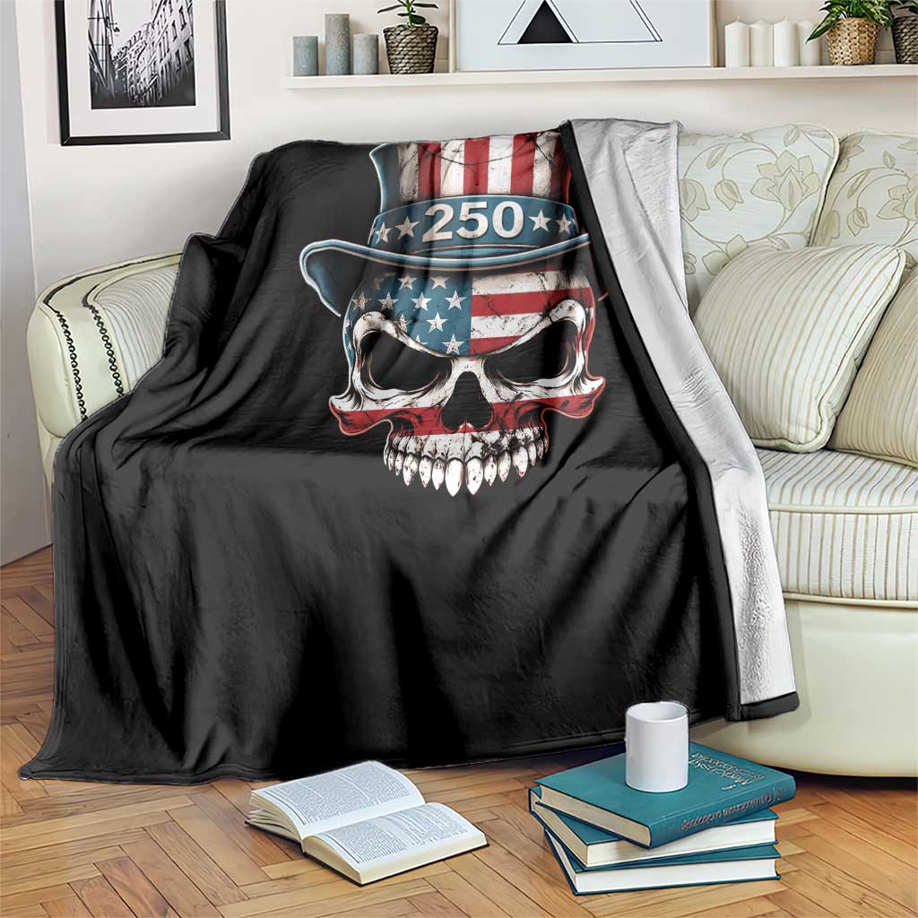 American Flag Skull Patriotic Pride Throw Blanket USA 250 Anniversary