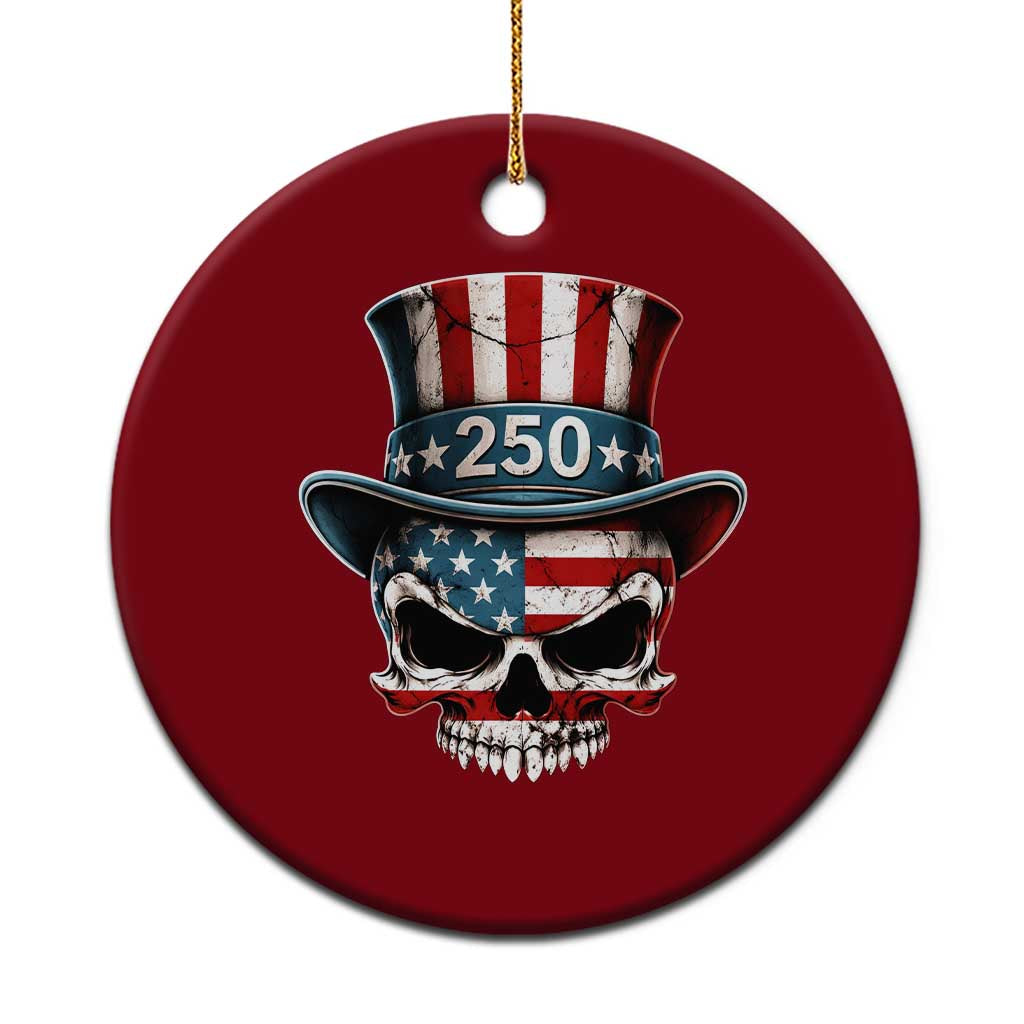 American Flag Skull Patriotic Pride Ceramic Ornament USA 250 Anniversary