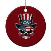 American Flag Skull Patriotic Pride Ceramic Ornament USA 250 Anniversary