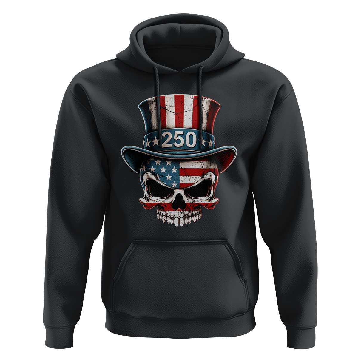American Flag Skull Patriotic Pride Hoodie USA 250 Anniversary