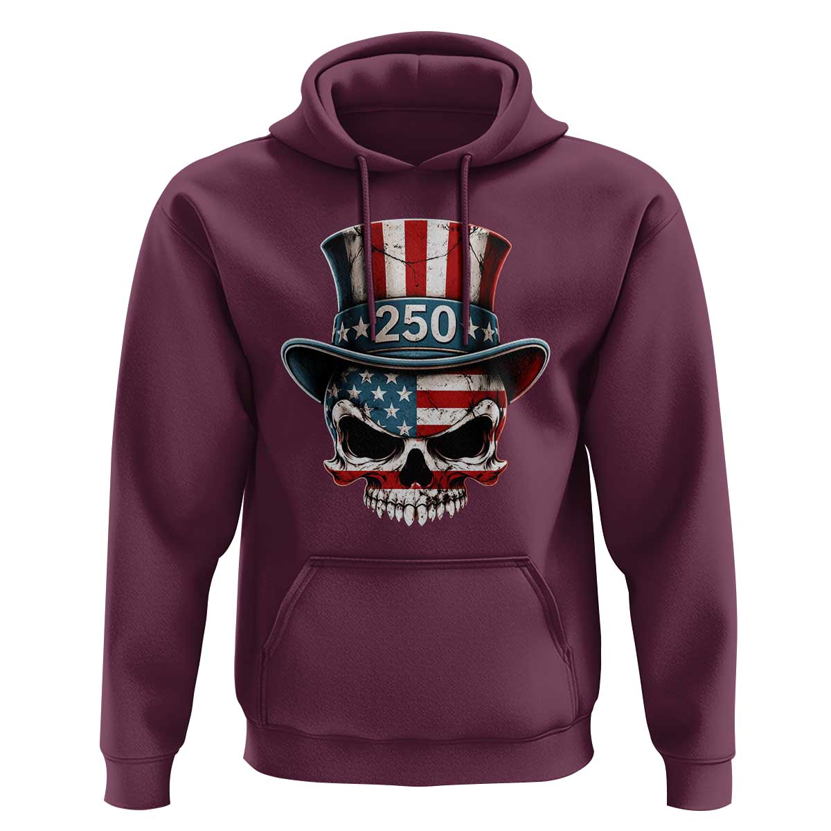 American Flag Skull Patriotic Pride Hoodie USA 250 Anniversary