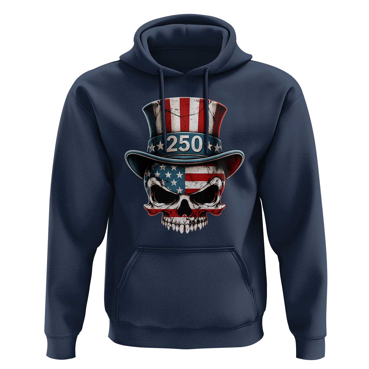 American Flag Skull Patriotic Pride Hoodie USA 250 Anniversary