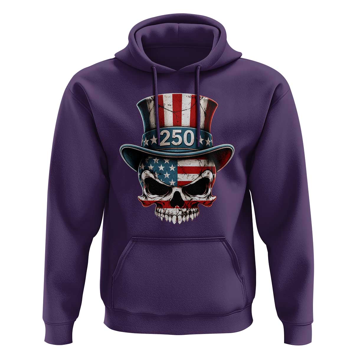 American Flag Skull Patriotic Pride Hoodie USA 250 Anniversary